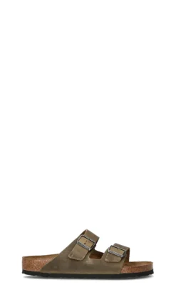 BIRKENSTOCK Ciabatta uomo verde militare in pelle