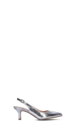 PERLAMARINA Slingback donna argento in pelle