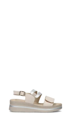 VALLEVERDE Sandalo donna panna/argento in pelle